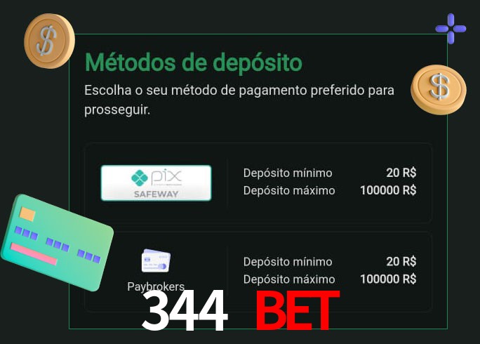 O cassino 344 bet oferece uma grande variedade de métodos de pagamento